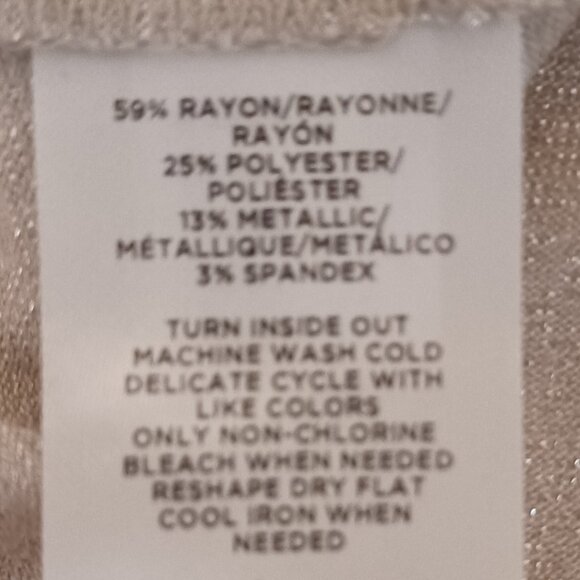 Ann Taylor Puff Sleeve Shiny/Glittering Beige New Years Eve Style Top Size Med - Picture 6 of 8